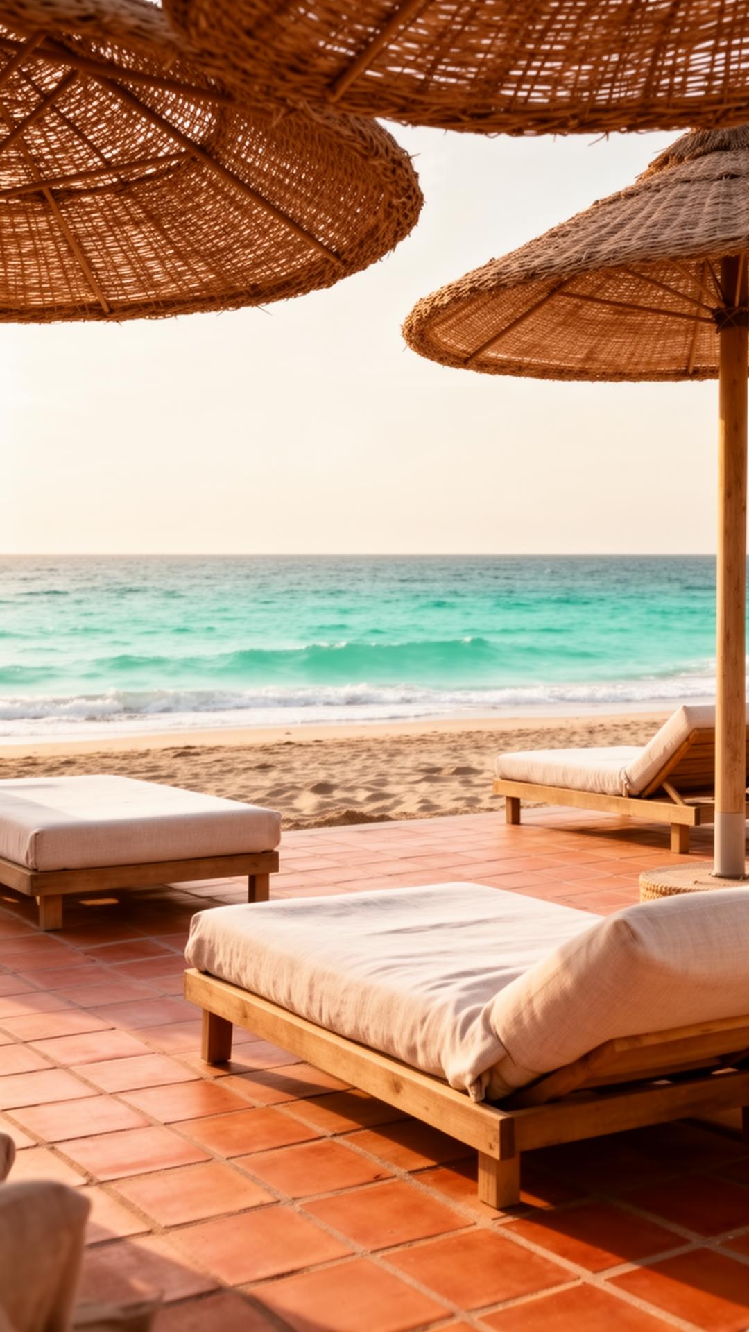 Beach club at golden hour